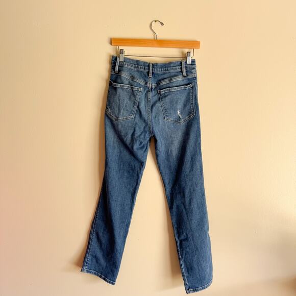 Frame Medium Wash Distressed Le Sylvie Slender Straight Jeans - Size 27 - Picture 8 of 9